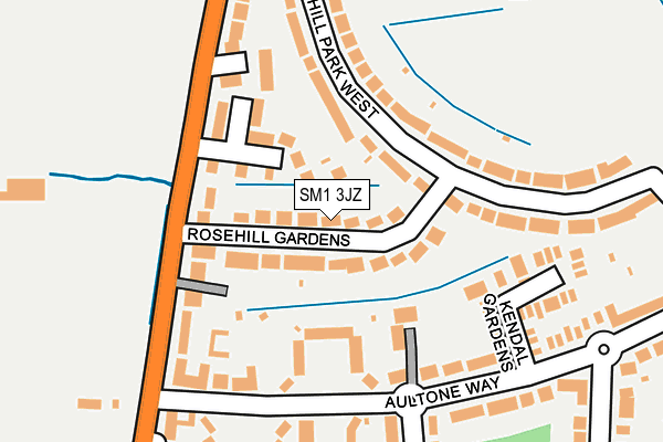 SM1 3JZ map - OS OpenMap – Local (Ordnance Survey)