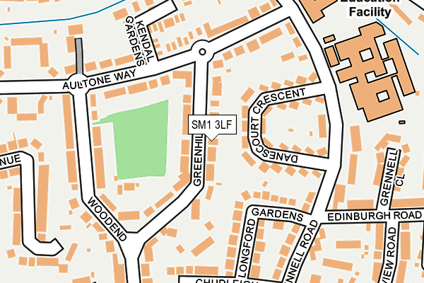 SM1 3LF map - OS OpenMap – Local (Ordnance Survey)