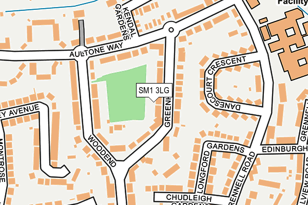 SM1 3LG map - OS OpenMap – Local (Ordnance Survey)