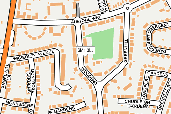SM1 3LJ map - OS OpenMap – Local (Ordnance Survey)