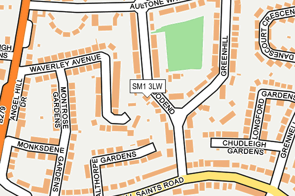 SM1 3LW map - OS OpenMap – Local (Ordnance Survey)