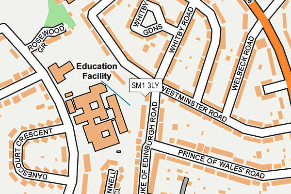 SM1 3LY map - OS OpenMap – Local (Ordnance Survey)