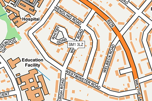 SM1 3LZ map - OS OpenMap – Local (Ordnance Survey)
