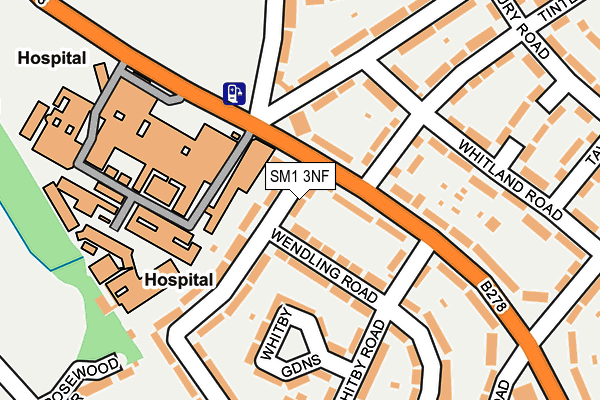 SM1 3NF map - OS OpenMap – Local (Ordnance Survey)