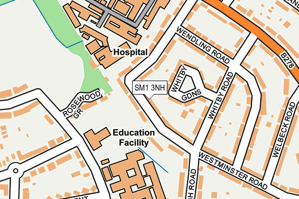 SM1 3NH map - OS OpenMap – Local (Ordnance Survey)