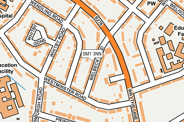 SM1 3NN map - OS OpenMap – Local (Ordnance Survey)