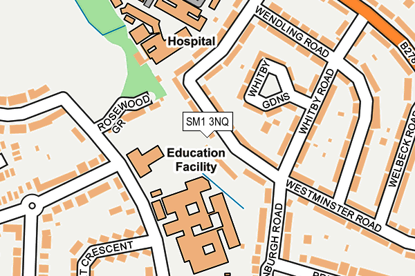 SM1 3NQ map - OS OpenMap – Local (Ordnance Survey)