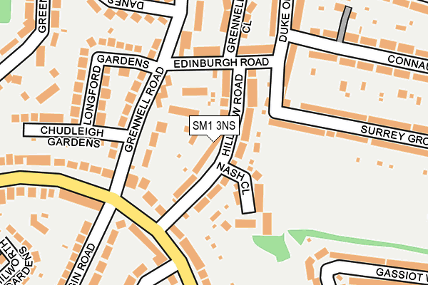 SM1 3NS map - OS OpenMap – Local (Ordnance Survey)