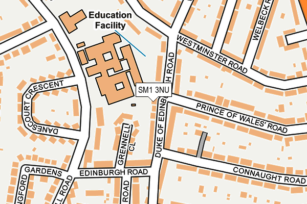 SM1 3NU map - OS OpenMap – Local (Ordnance Survey)