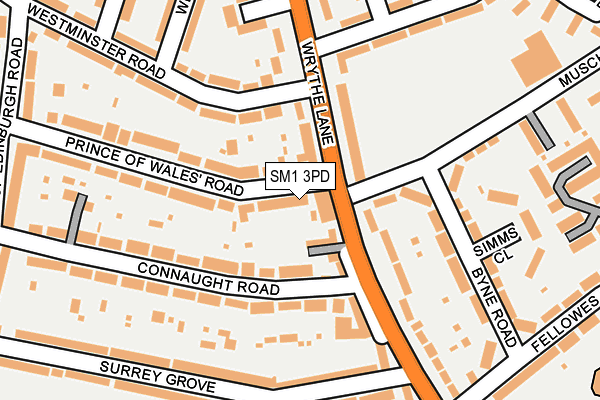 SM1 3PD map - OS OpenMap – Local (Ordnance Survey)