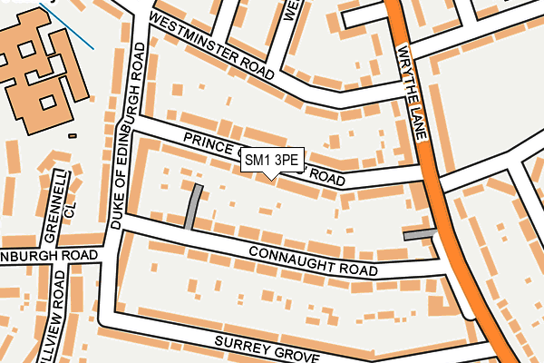 SM1 3PE map - OS OpenMap – Local (Ordnance Survey)