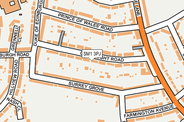 SM1 3PJ map - OS OpenMap – Local (Ordnance Survey)