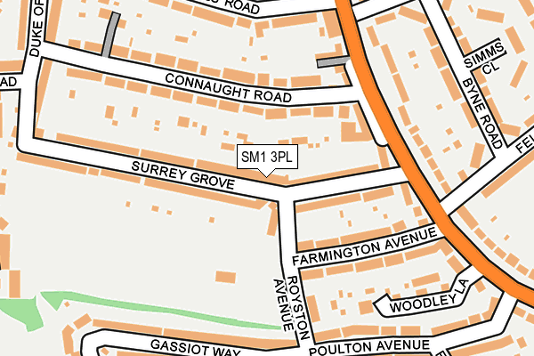 SM1 3PL map - OS OpenMap – Local (Ordnance Survey)