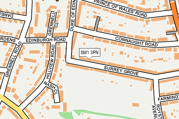 SM1 3PN map - OS OpenMap – Local (Ordnance Survey)