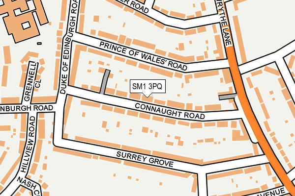 SM1 3PQ map - OS OpenMap – Local (Ordnance Survey)