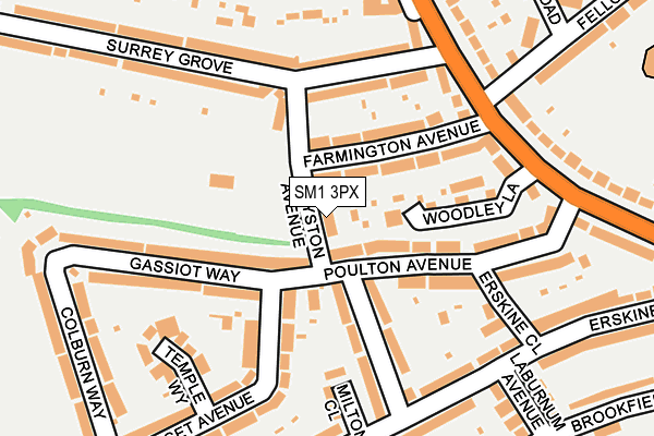 SM1 3PX map - OS OpenMap – Local (Ordnance Survey)