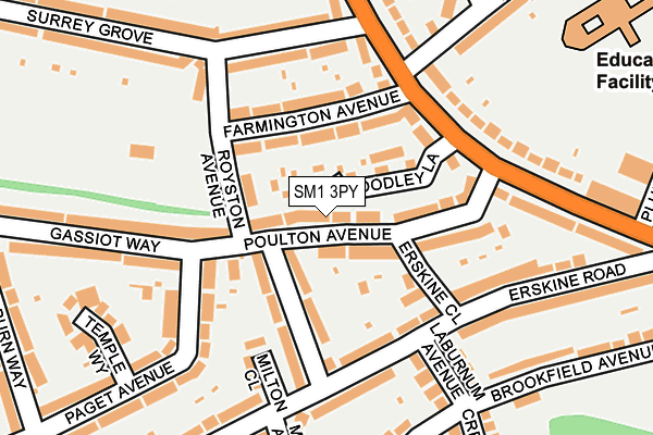 SM1 3PY map - OS OpenMap – Local (Ordnance Survey)