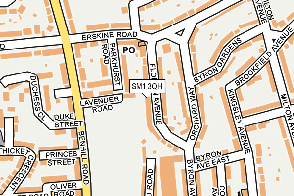 SM1 3QH map - OS OpenMap – Local (Ordnance Survey)