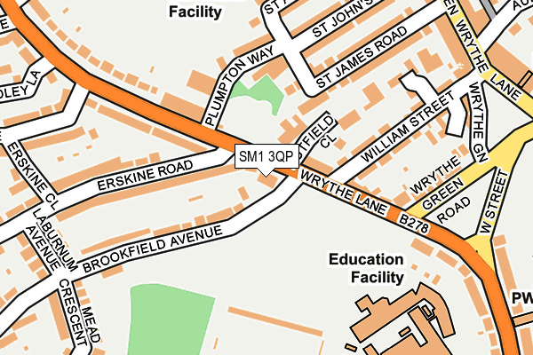 SM1 3QP map - OS OpenMap – Local (Ordnance Survey)