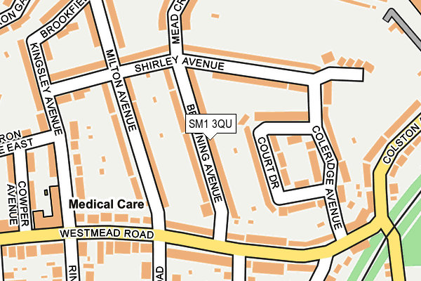 SM1 3QU map - OS OpenMap – Local (Ordnance Survey)