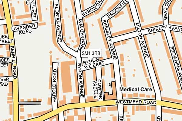 SM1 3RB map - OS OpenMap – Local (Ordnance Survey)