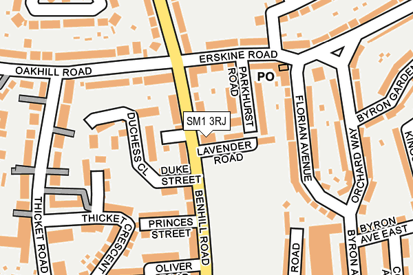 SM1 3RJ map - OS OpenMap – Local (Ordnance Survey)