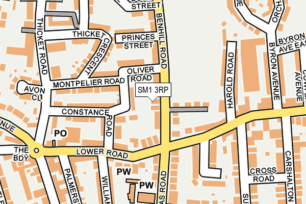 SM1 3RP map - OS OpenMap – Local (Ordnance Survey)