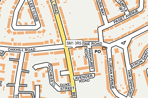 SM1 3RS map - OS OpenMap – Local (Ordnance Survey)