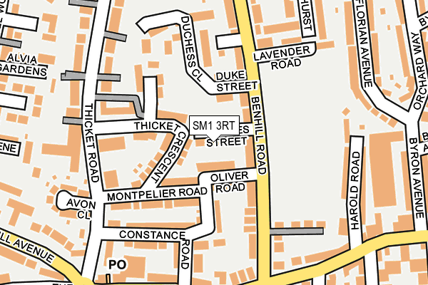 SM1 3RT map - OS OpenMap – Local (Ordnance Survey)