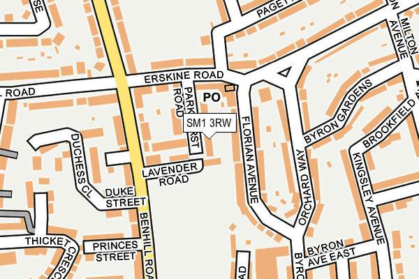 SM1 3RW map - OS OpenMap – Local (Ordnance Survey)