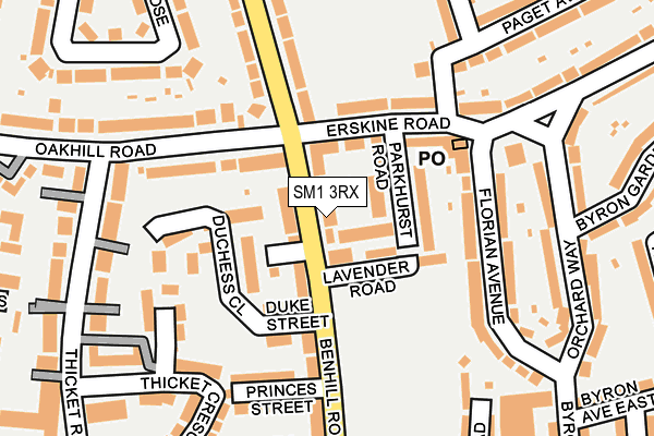 SM1 3RX map - OS OpenMap – Local (Ordnance Survey)