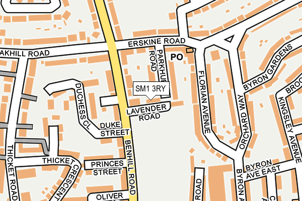 SM1 3RY map - OS OpenMap – Local (Ordnance Survey)