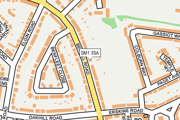 SM1 3SA map - OS OpenMap – Local (Ordnance Survey)