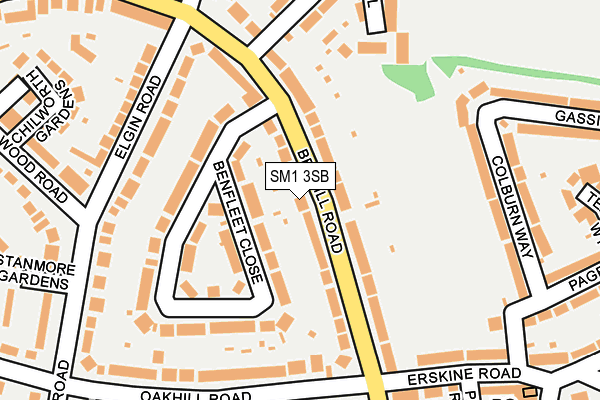 SM1 3SB map - OS OpenMap – Local (Ordnance Survey)