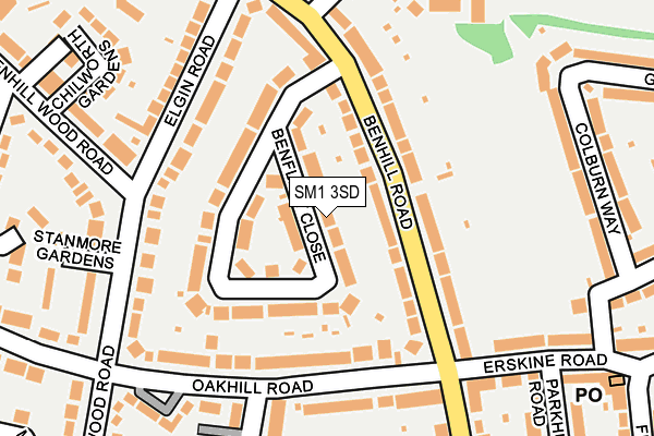 SM1 3SD map - OS OpenMap – Local (Ordnance Survey)