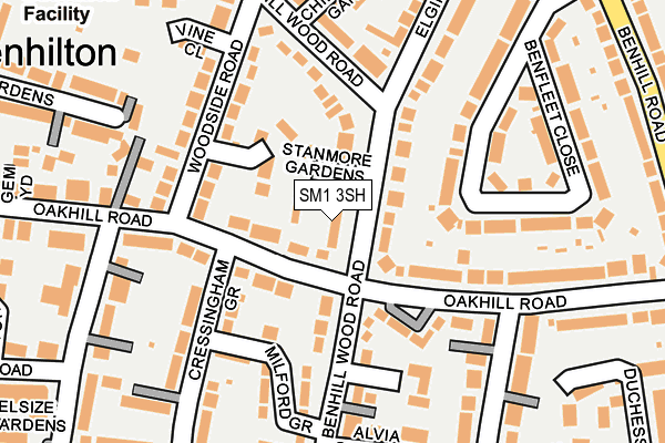 SM1 3SH map - OS OpenMap – Local (Ordnance Survey)