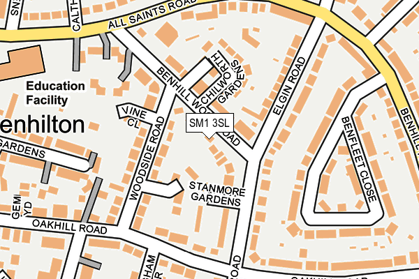 SM1 3SL map - OS OpenMap – Local (Ordnance Survey)