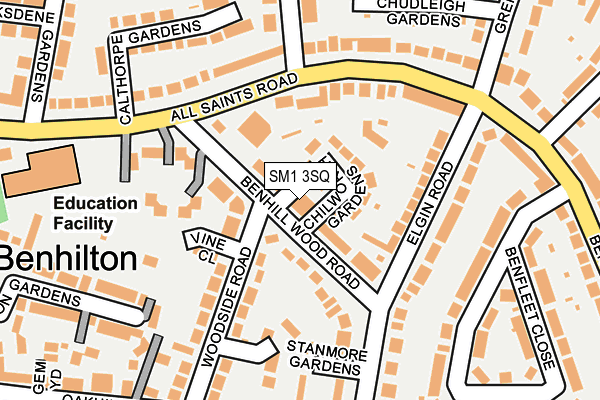 SM1 3SQ map - OS OpenMap – Local (Ordnance Survey)