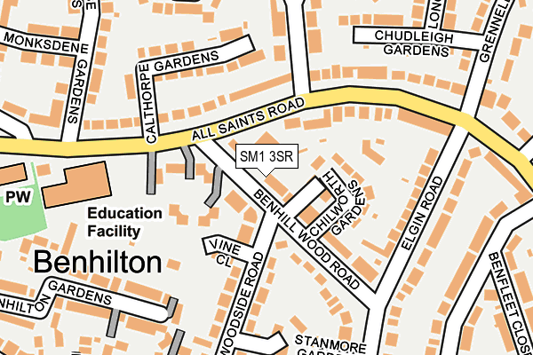 SM1 3SR map - OS OpenMap – Local (Ordnance Survey)