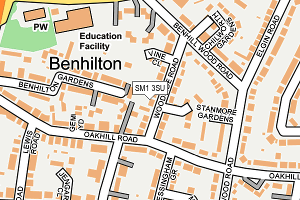 SM1 3SU map - OS OpenMap – Local (Ordnance Survey)