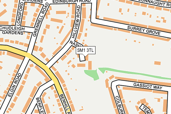 SM1 3TL map - OS OpenMap – Local (Ordnance Survey)