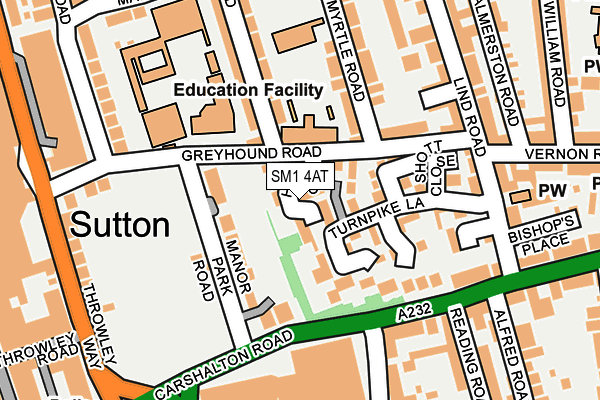 SM1 4AT map - OS OpenMap – Local (Ordnance Survey)