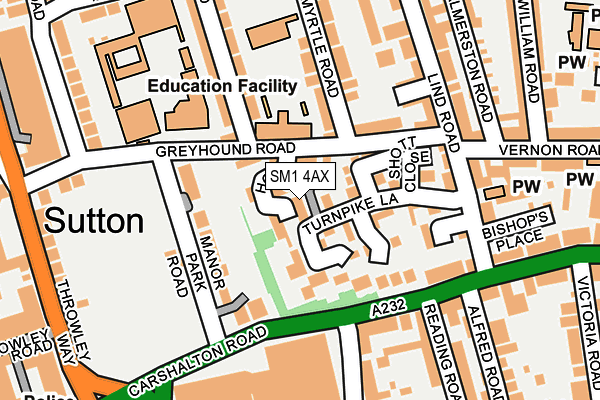 SM1 4AX map - OS OpenMap – Local (Ordnance Survey)