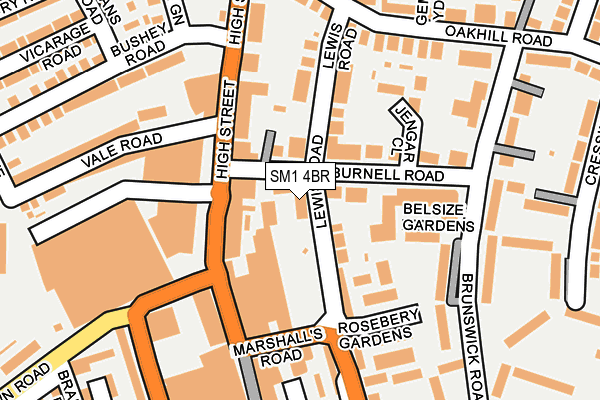 SM1 4BR map - OS OpenMap – Local (Ordnance Survey)