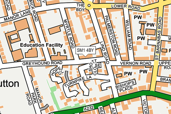 SM1 4BY map - OS OpenMap – Local (Ordnance Survey)