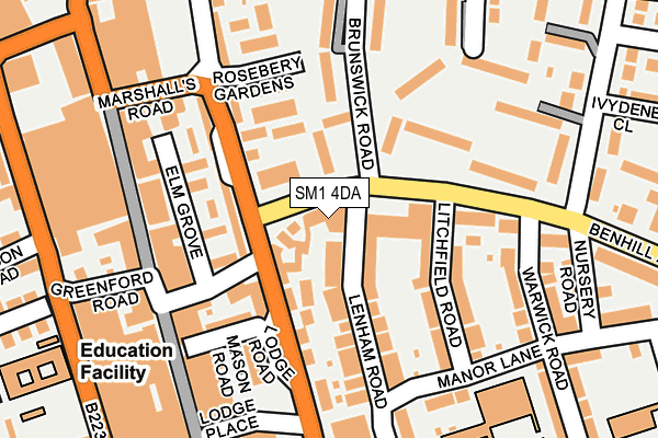SM1 4DA map - OS OpenMap – Local (Ordnance Survey)