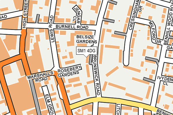 SM1 4DG map - OS OpenMap – Local (Ordnance Survey)