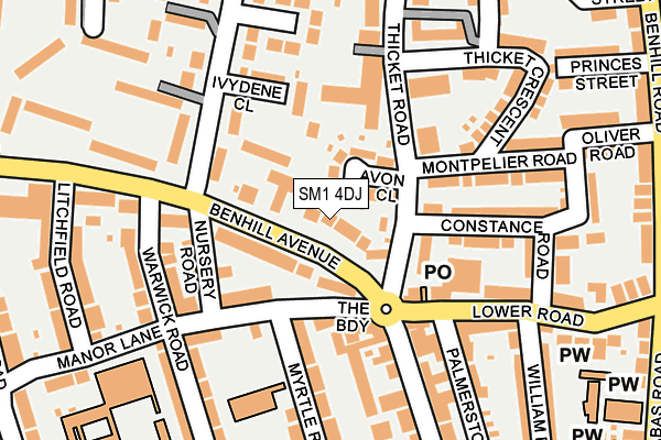 SM1 4DJ map - OS OpenMap – Local (Ordnance Survey)