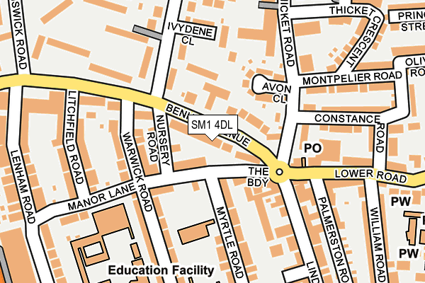 SM1 4DL map - OS OpenMap – Local (Ordnance Survey)