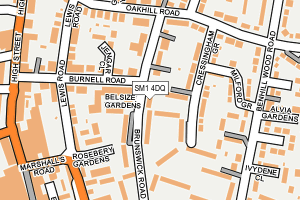 SM1 4DQ map - OS OpenMap – Local (Ordnance Survey)